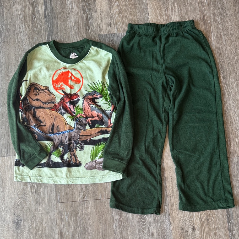 Kids Green Dinosaur Pajama Set